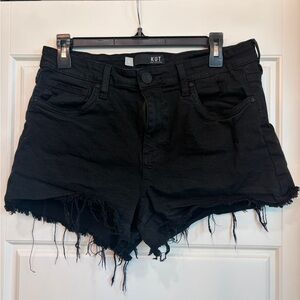 Kut from the Kloth Black Distressed Frayed Hem Denim Shorts